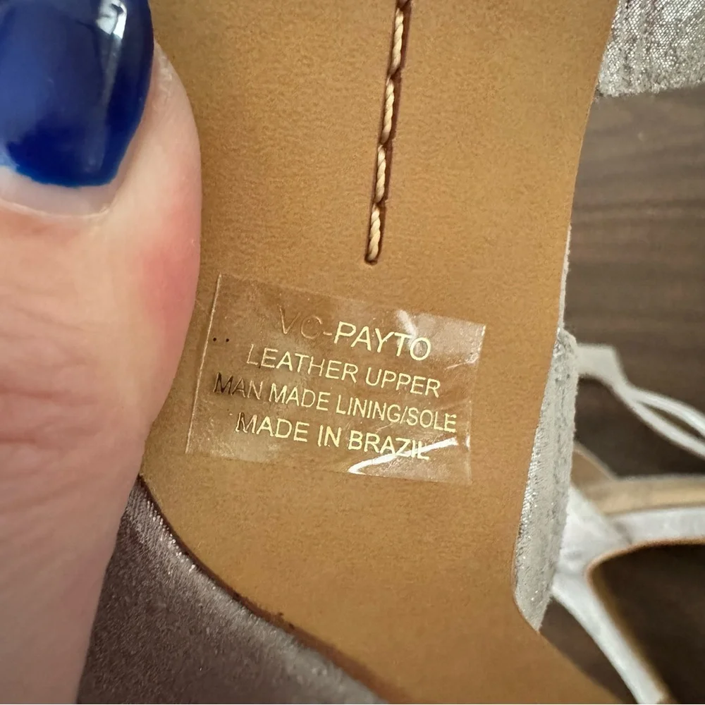 Vince Camuto Metallic Silver Strappy Heels